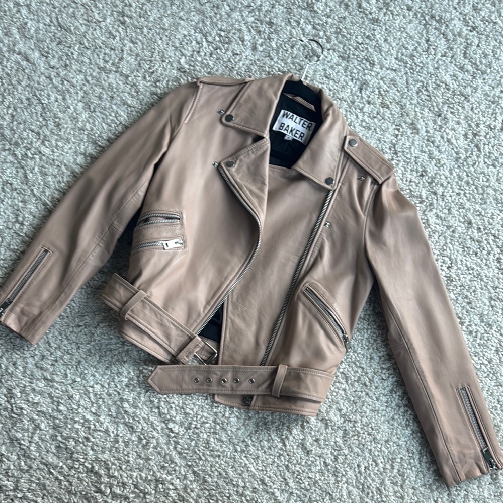 Walter Baker Tan Leather Moto Jacket